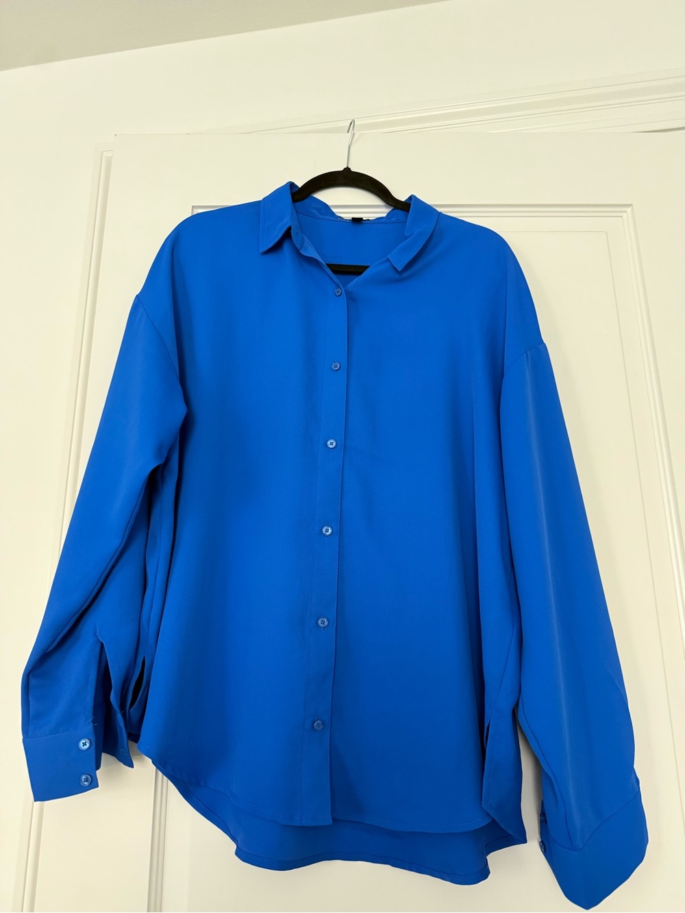 Express Boyfriend Button-Down in Bright Blue